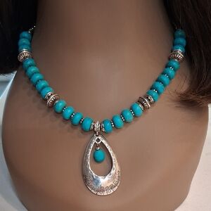 Brighton Blue and Silver Pendant Necklace.
